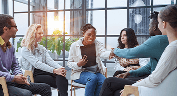 a business team at a meeting