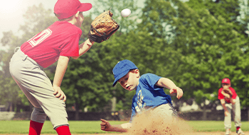 children playing baseball