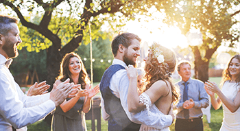 wedding guests celebrating